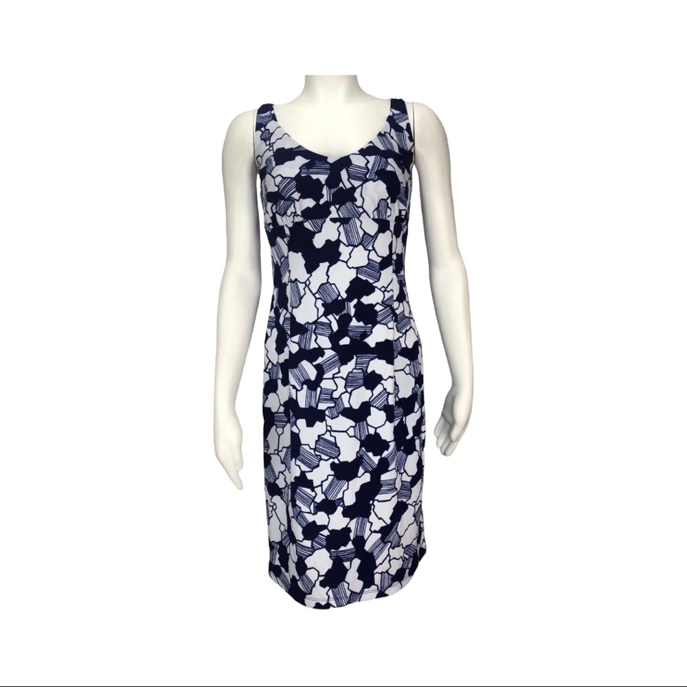 Susana Monaco Black/White Geometric Scoop Neck Bodycon Dress, Women's Small